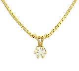 0.25ct Diamond Pendant in Gold Mounting w Box Chain
