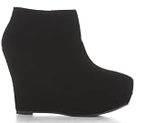 Ladies Womens Black Suede High Heel Wedges Shoes Ankle Wedge Boots Size 3-8