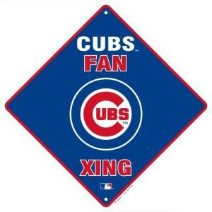 MLB Baseball 12 x 12 Metal Fan Xing Sign - Chicago Cubs