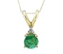 14K Yellow Gold Four Prong 4mm Round Emerald w/ Diamond (HI-I1-2 0.02ctw) Pendant