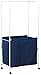 Household Essentials Rolling Triple Sorter Laundry Center, Navy Bags with White Frame