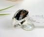 FANTASTIC OFFSET Designer Sterling Silver Dazzling Faceted Smoky Quartz Ring