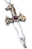 Gothic Forbidden Dragon Athame Dagger Pendant Necklace