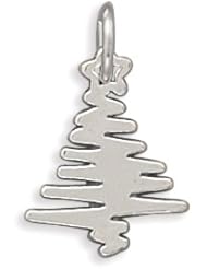 Genuine Elegante (TM) .925 Sterling Silver Zig Zag Christmas Tree Charm - 18 x 15 mm. 100% Satisfaction Guaranteed.