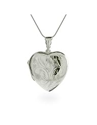 Pretty Etched Large Sterling Silver Heart Locket