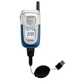 Retractable USB Cable for the Samsung RL-A760 with Power Hot Sync and Charge capabilities - Gomadic Brand w/ TipExchange Technology
