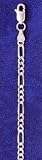 3.0MM 14kt White Gold Figaro Necklace