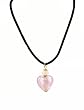Necklace - N151 - Murano Style Glass - Heart Shape (Sm) ~ Pink on Black Flock Cord