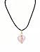 Necklace - N151 - Murano Style Glass - Heart Shape (Sm) ~ Pink on Black Flock Cord