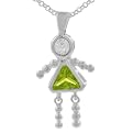 Silver Boy/Girl Birthstone Pendant,Peridot Color