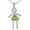 Silver Boy/Girl Birthstone Pendant,Peridot Color