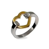 Eve's Addiction Gold Heart Link Sterling Silver Ring