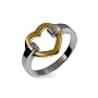 Eve's Addiction Gold Heart Link Sterling Silver Ring