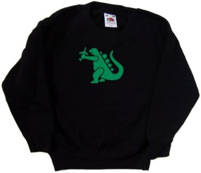 Godzilla Black Kids Sweatshirt (Green print)-9-11 Years