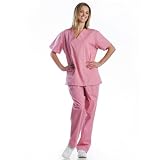 Unisex Solid Scrub Set - 2 Pocket (Hunter Green,Small)