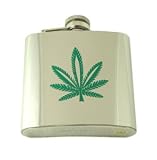 6 Oz Stainless Steel Liquor Flask Pot Leaf F76