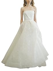 Strapless Spring Summer Fall Sequined   Ball Gown Wedding Dress 