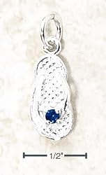 Sterling Silver September CZ Birthstone Flip Flop Charm - JewelryWeb