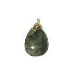 Moss Agate Pendant 01 Wire Wrap Green Crystal Healing Smooth Slab Stone Gold Gem 2