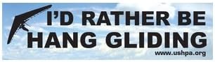 USHPA "I'd Rather Be Hang Gliding" Bumper Sticker