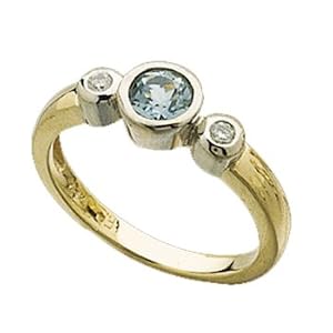 Two Tone Doughnut Style Aquamarine and Diamond Ring