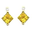 14K Yellow Gold Citrine and Diamond Earrings