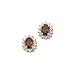 14K Yellow Gold 0.04 ct. Diamond and 6 x 4 MM Oval Shaped Garnet Earrings