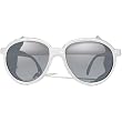 I Ski Glacier Classics Lifestyle Sunglasses - White/White Leather/Smoke with Silver Mirror