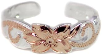 Hawaiian Sterling Silver Rose Gold Vermeil Scroll Toe Ring 6mm