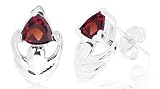 Trillion Cut Garnet Earrings Sterling Silver