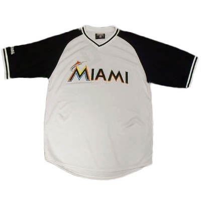 MLB Florida 2012 Miami Marlins New Logo Black White Jersey Sport Shirt XLarge XL