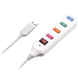 グリーンハウス 4ポート カラフルUSB2.0HUB バスパワー専用 ホワイト GH-UH204TPW