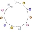 Sterling Silver Multicolor CZ Bracelet - 7'' long