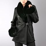 Women's Lamb Shearling Coat with Fox Fur Trim