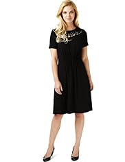 Lattice Neck Ruched Dress