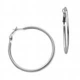 Bridge Jewelry Sterling Silver Tube Hoop Earrings - Silver