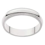 14k White Gold Milgrain Edge Women's Wedding Band, 4mm.