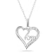 Women's Argentium MOM Diamond Heart Pendant Necklace (0.03 cttw, I-J Color, I2 Clarity)