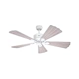Westinghouse 72454 Oak Harbor 56-Inch Five-Blade Ceiling Fan, Satin White with Icing Antique White Wash Blades