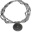 Gemstone Necklaces Silver with Rainbow and Garnet Beads Handmade in Indian Style 19 inches (snklc092)