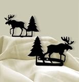 Wrought Iron Moose & Pine Curtain Tie Backs (Pair)