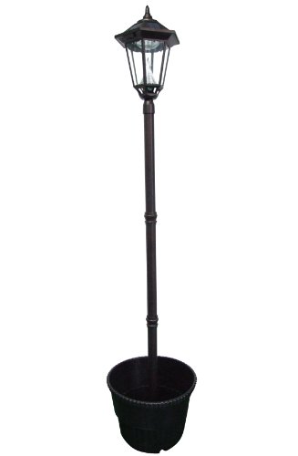 Gamasonic GS-99PL Black Windsor 87-Inch Solar Lamp with 18-Inch Planter and Super Bright White LEDs