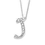 14K White Gold 1/10 ct. Diamond Initial J Pendant with Chain