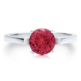 Sterling Silver 925 Round Cut Ruby Cubic Zirconia CZ Solitaire Ring - Nickel Free Valentine Engagement Ring