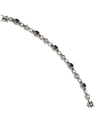Sterling Silver 5.48Garnet 7.75in Bracelet