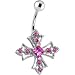 Athena Pink Cross Dangle Belly Button Ring