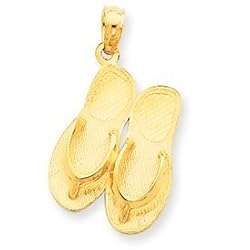 14k Gold 3-D Maui Aloha Flip-Flops Pendant