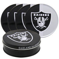 Oakland Raiders Five Piece Tin Coaster Set with Collector Tin by Encore