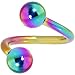 Rainbow Anodized Titanium Spiral Twister Ball Belly Ring
