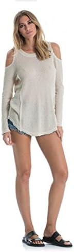 Elan Usa Gorgeous Sweater with Peek a Poo Shoulders (SW1310) (Small, Beige)